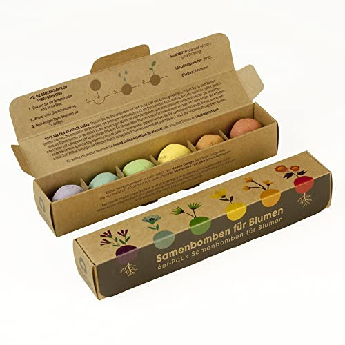 Resetea Confezione da 6 bombe di semi, fiori viola, fiori provenienti dall'Atlantico, fiori mediterranei, miele, fiori d'arancio e fiori rossi
