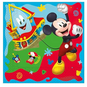 Procos- Servilletas de Papel FSC Disney Mickey Rock The House (33 x 33 cm, Doble Velo), 20 Unidades, Multicolor (93824)