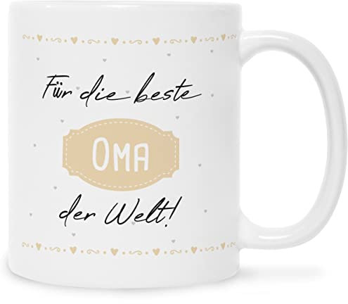 Bedruckte Tasse mit Spruch - Für die beste Oma der Welt! - Herzliche Geschenke - Geschenk für Oma Geburtstag Weihnachten - zu Muttertag - für Sie - Farbe: Oma Weiß