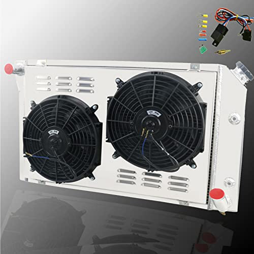 3 Row Radiator Compatible with Chevy Corvette C3 1977-1982 5.0L 5.7L V8 350 305 Engine w/Electric Fans Wire Relay kit