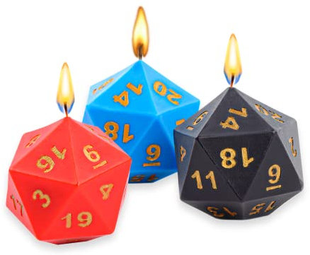 Power Beast Dungeon Polyedrische Würfelkerzen, Würfel in Form von Kerzen, Polyedrische Würfel, Kerzen, Rollenspiel Würfel, D&D, Dungeon Master, Dungeons and Dragons, DND, RPG, 3 Einheiten.