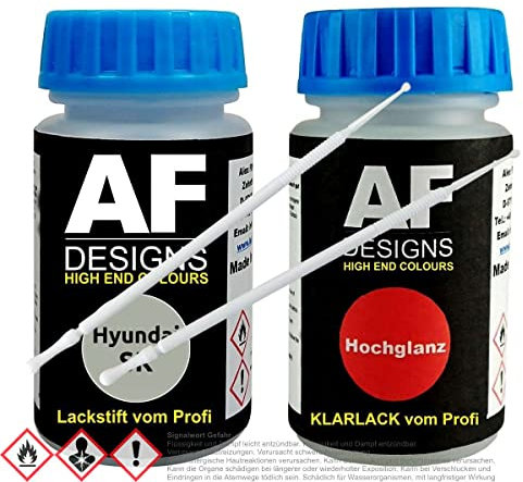 Alex Flittner Designs Lackstift Set für Hyundai SK Silver Age Perl Klarlack Lacktupfer Autolack