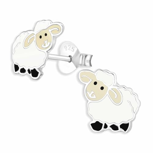 Monkimau Schaf Ohrstecker Ohrringe aus 925 Silber Schmuck Silberohrringe Medizinisch für Kinder Mädchen Damen Frauen