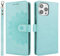 ELTEKER Cover per iPhone 14 Pro, Custodia a Libro in Pelle per iPhone 14 Pro con Porta Carte Portafoglio, [Protezione Completa] [Slot per schede] [Supporto Pieghevole]-verde menta