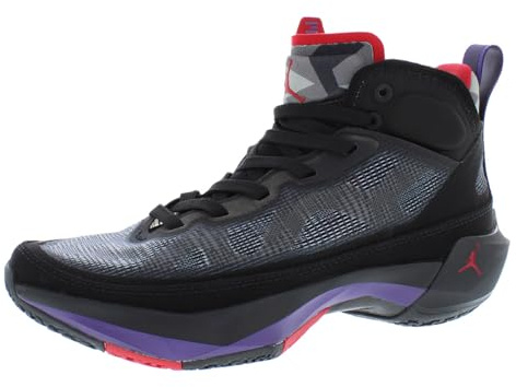 Nike Air Jordan XXXVII (GS) Scarpe da basket per bambini, Nero/Rosso vero/Viola club/Carbone scuro, 4 Big Kid