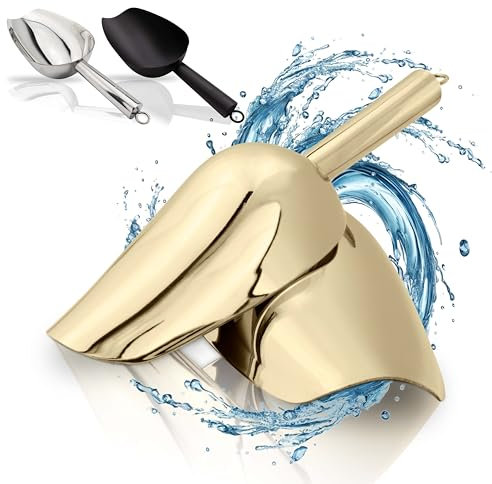 ERMENT - Pala de acero inoxidable de alta calidad (100% inoxidable y estable), pala de harina, pala de hielo, pala de café en oro (M)