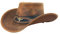 Black Jungle Ontario Outdoor Western Lederhut Australien Cowboy Lederhüte Reiterhut Unisex (as3, Alpha, m, Ocker/Schwarz)