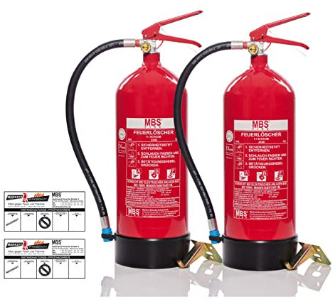 MBS FIRE - 2X ABF Fettbrand Feuerlöscher - 6 Liter - 10 LE für Fettbrände und Gastronomie - inkl. Prüfplakette