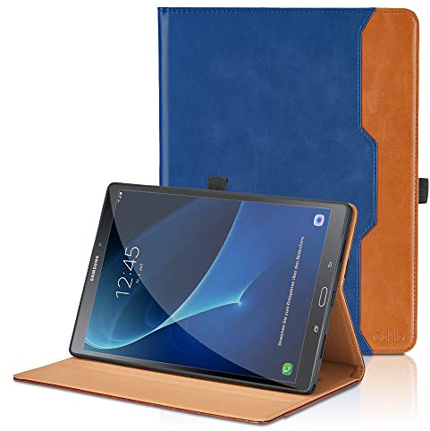 Custodia per Samsung Galaxy Tab A6 10.1 pollici 2016 SM-T580/T585 Pelle Tablet Case, Multi-angli Supporto Pieghevole Cover Protettiva con Tasca, Pencil Loop, Auto Sveglia/Sonno - Blu