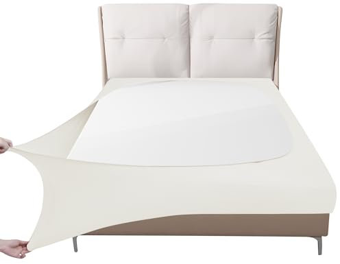 Easy-Going Boxspring-Abdeckung, Queen-Size-Größe, 4-Wege-Stretch, glatt und elastisch, Wickelband, 4 Seiten, Bettrock, elfenbeinfarben