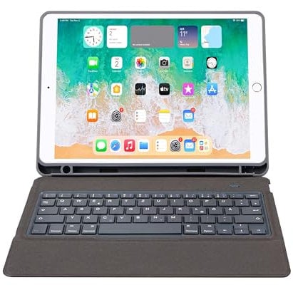 DEQSTER Slim Keyboard 2 für iPad 10.2 (7./8./9. Generation) - Tastatur Hülle - Bluetooth - QWERTZ Layout