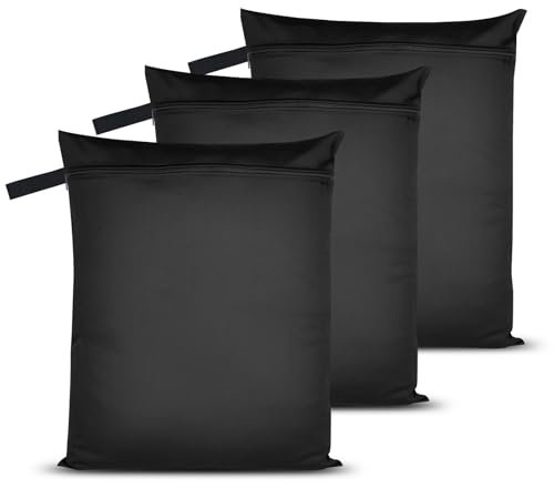 JOLIGAEA 3 Piezas Bolsa Húmeda Seca, 40 cm x 50 cm Bolsas Húmedas Reutilizables con Cremallera, Bolsa de Lavandería Plegable, Bolsa Ropa Sucia Impermeable para Gimnasio, Natación, Hogar, Viaje