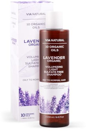 biofresh cosmetics Via Natural Lavendel shampoo mit Lavendelöl | 10 Bio-Öle für Haare - herren & damen, gibt Volumen, haarpflege, sebum control shampoo, sulfatfrei, vegan 250ml