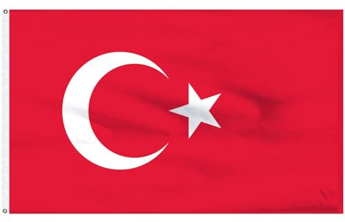 Cosymate Türkiye Bayrak Türkei-Flagge, türkische Flagge, 90 x 150 cm, mit Messingösen, lebendige Farben, UV-beständig, Leinwandkopf, doppelt genäht, 90 x 150 cm