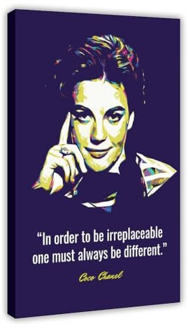 OWNPET Coco Chanel Zitate Leinwand Poster Wandkunst Dekor Druck Bild Gemälde für Wohnzimmer Schlafzimmer Dekoration Rahmenstil 60 x 90 cm