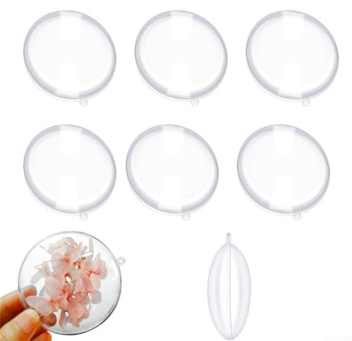 10 transparente Kunststoffkugeln, nachfüllbar, flache Kugel für Weihnachtsbaum, hängende Ornamente, für Zuhause, Hochzeit, Weihnachtsdekoration (7 cm)