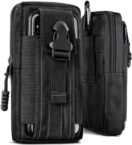 ONEFLOW Survival Case für Google Pixel 8 Pro Handy Gürteltasche aus Nylon mit Karabiner, Taktische EDC Tasche mit Gürtel Halterung, Etui Handyhülle Outdoor Handytasche, Schwarz