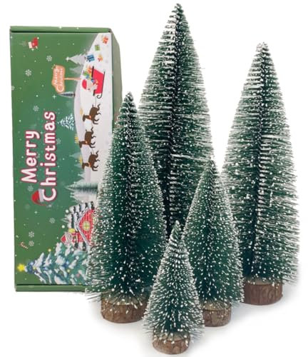 MTKZKAF Künstliche Mini-Flaschenbürste, Weihnachtsbäume für Weihnachtsdekoration, Tisch-Weihnachtsbaum mit Sockel, Innen-Weihnachtsdekorationen (4/6/8/10/12 Zoll)