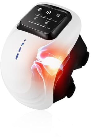 Heated Adjustable Temperature Wireless Knee Massager, LED Screen, Wearable Rechargeable Knee Massager for Swollen and Painful Joints, Ligament Stretching and Muscle Injuries