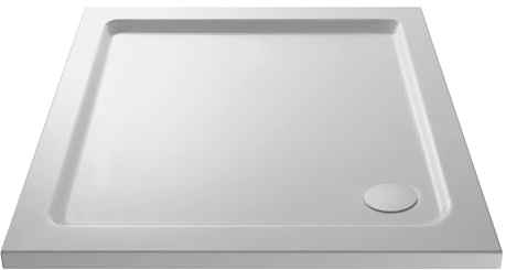 Balterley 800 x 800 mm Square Shower Tray, Slimline White Shower Trays, Durable Stone Resin Base Trays for Bathroom Enclosure Cubicle, Lightweight Square Shape Tray for Wetroom (White)