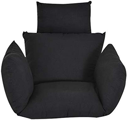 wanwanper Swing Chair Cushion, 6D Aerial Cotton Cushion for Rocking Chair Hanging Chair Seat Cushion with Anti-Slip Strap, for Hanging Basket Armchair Hanging Swing, Black