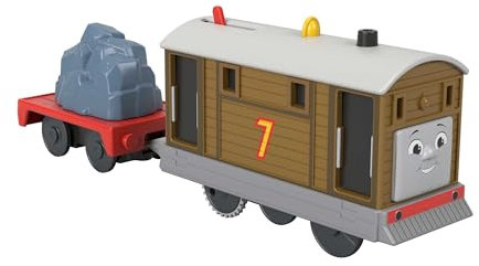 THOMAS AND FRIENDS, Thomas & seine Freunde, batteriebetriebene Spielzeuglok Toby mit Frachtanhänger für Kinder im Kindergartenalter ab 3 Jahren, HTN30