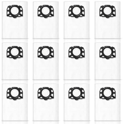 NIXOOT 12 pezzi KFI 357 sacchetti filtro in tessuto non tessuto per aspirapolvere Kärcher WD 3 /WD 2 Plus/WD 2-18 /SE 4001 /SE 4002 /MV2 /MV3 /KWD serie aspirapolvere, grande capacità
