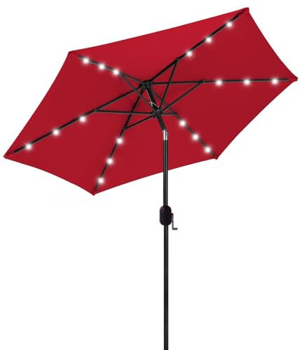 HESHEQ Sombrilla Sombrilla Gigante Anti UV paraguas de mercado impermeable con Mecanismo de Inclinación y Poste Desmontable de Metal for Jardín Patio Terraza Playa Piscina Reclinable (Size : Red)