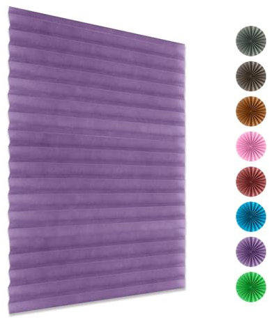 DEZYPZAM Plissee-vorhänge, Plissee ohne Bohren, Plissee ohne Bohren verdunkelung, Thermo Plisseerollo, lichtundurchlässig Plisseerollo (Lila,90x150cm)