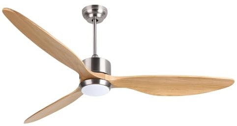 Ovlaim 165 CM di legno solido 3 elica a pale con ventilatore intelligente per soffitti leggero e remoto, 6 motore a corrente continua silenziosa velocità per salotto, camera da letto