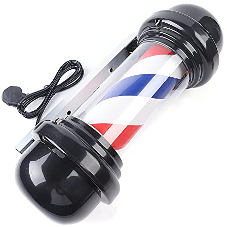 Queeucaer 20 Zoll Barbierstab Leuchtkugel Barbershop Sign Barber Pole LED Licht Drehbare Salon Beleuchtetes Streifenlicht Rot Weiß Blaue Streifen Rotierende Beleuchtung Schild für Friseursalon Shop