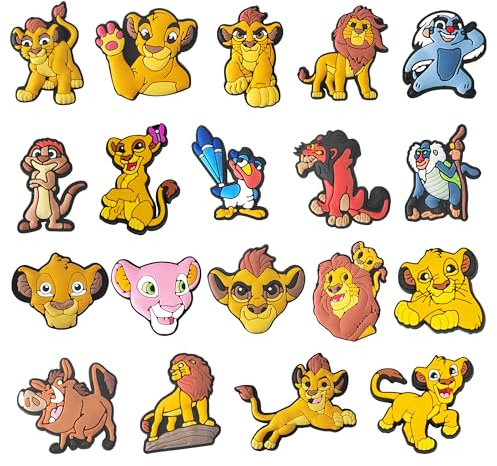 Fancico The Lion King Lot de 19 breloques pour chaussures, décorations différentes pour adolescents et adultes, accessoires pour sabots, cadeaux de fête