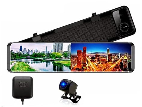MESKEL Dash Cam Car DVR Dash Cam WIFI GPS Rear View Mirror 1080P Car Camera Video Recorder Park Monitor 4K 3840 * 2160P 12 Inch Dashcam(Style2,128G)