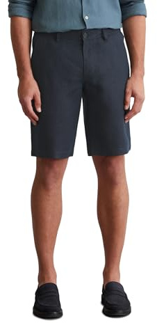 Marc O'Polo Herren Leinenshorts Knielang leicht, Blau (Dark Navy), 33