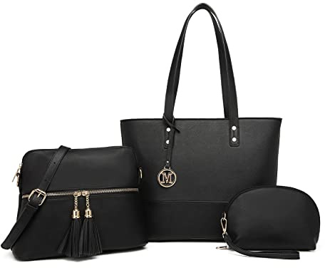 Miss Lulu Handtasche Damen Set Schultertaschen Set Shopper Kleine Umhängetasche Geldbeutel Tote Bag für Büro Schule Einkauf