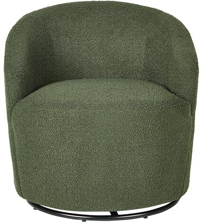 Beliani Drehsessel Bouclé grün 360° drehbar geschwungene Rückenlehne Retro Design Davik