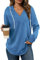 Cuptacc Kapuzenpullover Damen Mit Kordelzug Hoodi Damen Mit Kapuze V Ausschnitt Pullover Elegant Jogging Jacke Hellblau XL 46-48