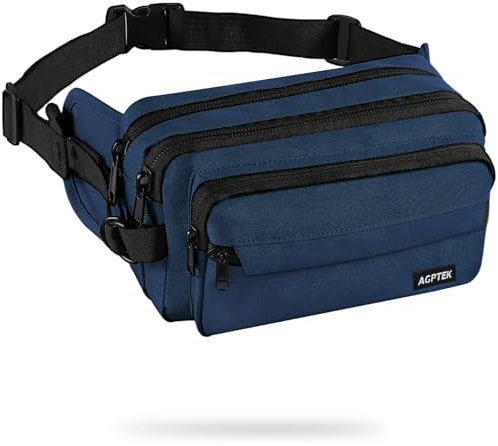AGPTEK Bauchtasche für Herren und Damen, wasserdichte Gürteltasche mit 5 Einzelfächern, Hüfttaschen für Hundespaziergänge, Reise, Wanderung und Outdoor-Aktivität