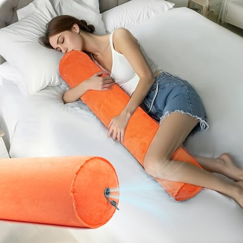 ONTYZZ Oreiller de Corps Gonflable Coussin Long Adultes Enfants Oreiller Rond Cylindrique Long pour Dormir L'étreinte Retour Cou Soutien Oreiller Câlin sur Le Côté
