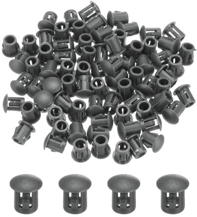 QUARKZMAN 64Pcs 6mm(1/4) Gris Foncé Bouchon Plastique pour Trou, Cache Trou Meuble de Panneau de Type Encastré, Embouts d'Insertion pour Tubes de Trou, Pieds Tubulaires de Chevalet
