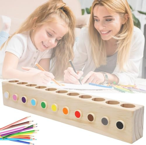 Penbinmall Stiftehalter Holz,Stiftehalter Kinder,Stifte Organizer mit 11 Fächern,Massivholz Stiftebox für Kinder,Stifte Aufbewahrung,Montessori Stifte Schreibtisch Organizer für Schule Büro Zuhause
