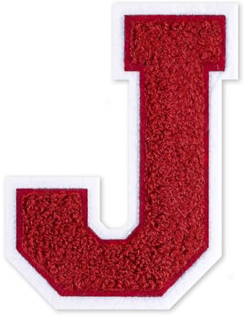 QianSiLi 4.5 Inch Chenille Iron On Letters for Clothes Varsity Letter Patches Embroidered Patch Iron On Patches for Clothing Varsity Jacket Hoodie (Red,J)