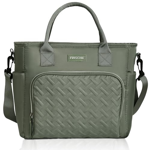 wymulot Lonchera aislada de 17 litros para mujer, lonchera de trabajo aislada a prueba de fugas con correa ajustable para el hombro, bolsa grande para oficina, viajes y viajes (verde salvia)