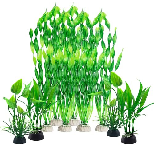 Aquarium Pflanzen 10 Stück Aquarium Dekoration künstliche Pflanzen Wasserpflanzen für Aquarien Grün Aquariumpflanzen Kunststoff Plastikpflanzen Fisch Tank Dekor für Aquarien Alle Fische Sicher (1, B)