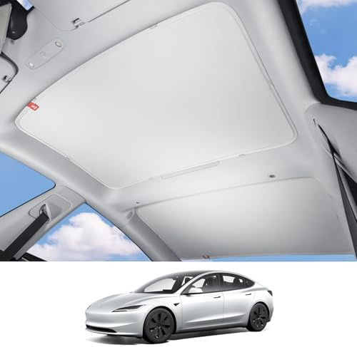 HALOBLK Non-Sag Glass Roof Sunshade with Storage Bag Designed for Tesla Model 3 2025-2024, Foldable Sunroof Shade with Heat Insulation Cover for Model 3 Highland