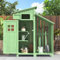 Merax Abri de jardin en bois résistant aux intempéries - 124 x 46 x 174 cm - Avec porte, 2 étagères - Armoire à outils à droite - Toit en PVC - Vert