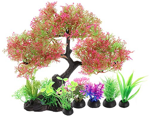 UKCOCO 1 Ensemble Décorations de Plantes Aquatiques Artificielles pour Aquarium Ornements de Paysage Plastique pour Aquariums Eau Douce et