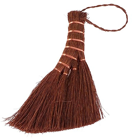MALUGOGO Natural Palm Small Broom Lightweight Cleaning Tool for Home Small Garbage Compact Household Sweeping Brush for Corners and Carpets