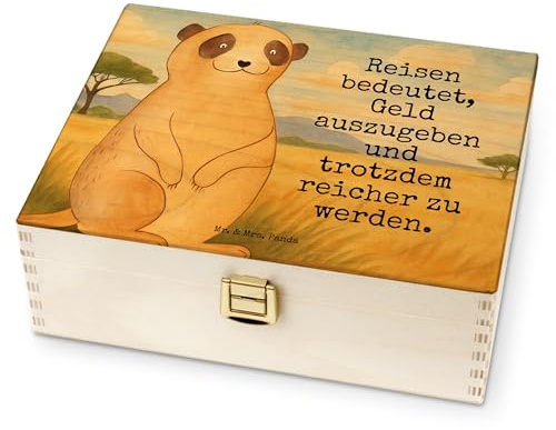 Mr. & Mrs. Panda Teebox Erdmännchen Design - Geschenk, Spruch, Traveling, für Paare, Holz, Tee Box, Tee-Aufbewahrungsbox, Reisen, Afrika, Roadtrip