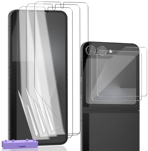 Zerrshoo 3+2 Pezzi Pellicola Protettiva per Samsung Galaxy Z Flip 7 FE, Interna TPU Pellicola Protettiva e Posteriore Vetro Protettivo, Anti-Impronte, Facile Installazione, Anti-Graffio Protective